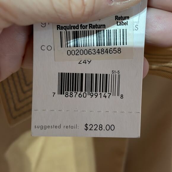 Sigrid olsen 10 3/4 length shaped jacket lined tan jacket grey stitching nwt - Picture 3 of 12